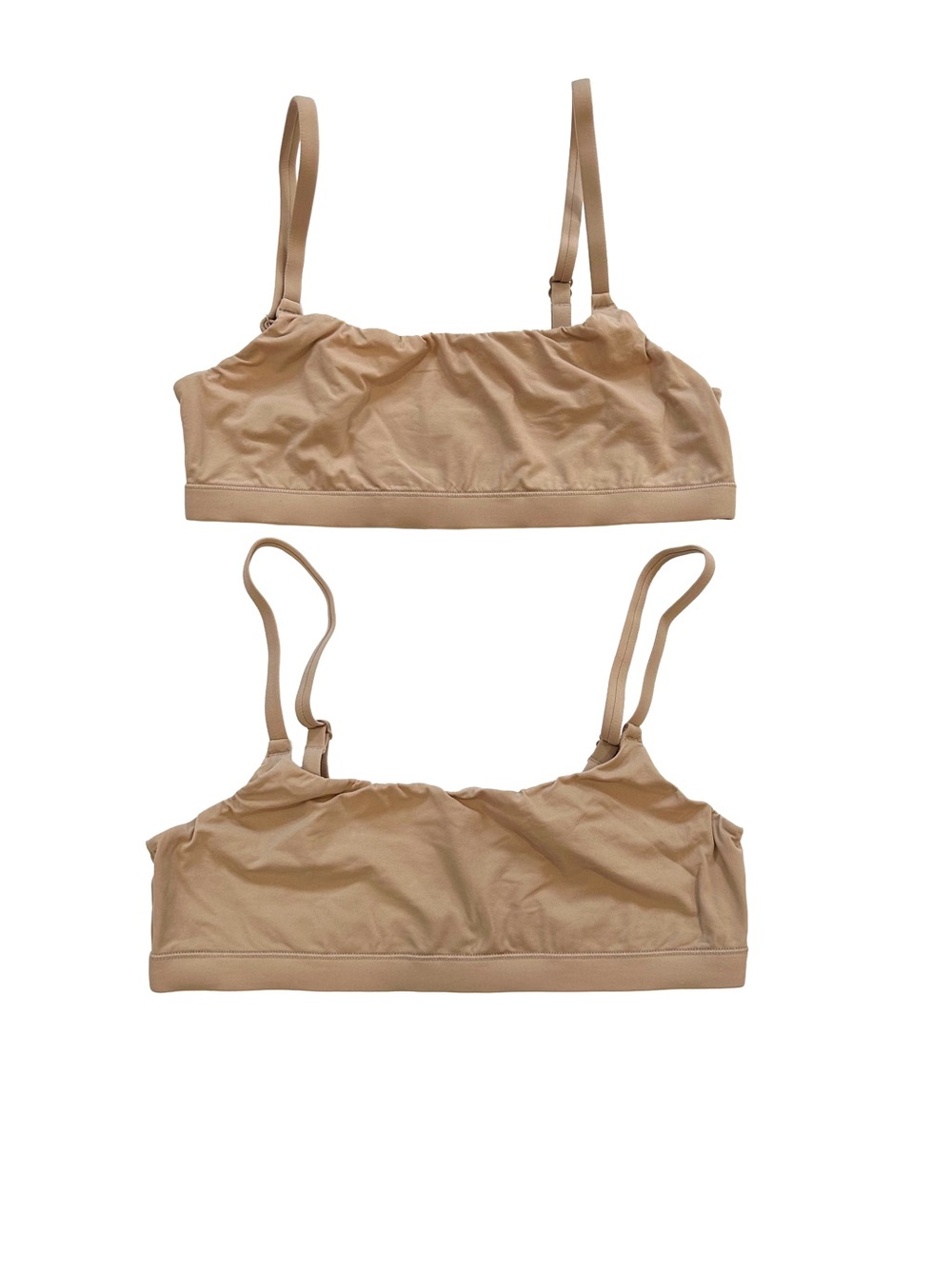 Quince Set of 2 Second Skin Scoop Neck Bralette bra S sand lightweight NWOT
